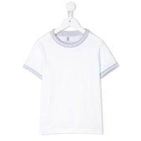 Brunello Cucinelli Kids Camiseta com acabamento contrastante - Branco