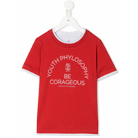 Brunello Cucinelli Kids Camiseta decote careca com estampa de slogan - Vermelho