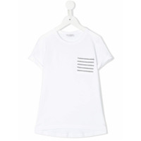 Brunello Cucinelli Kids Camiseta listrada com bolso - Branco