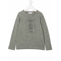 Brunello Cucinelli Kids Camiseta mangas longas com estampa - Cinza