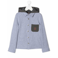 Brunello Cucinelli Kids Moletom com capuz e bolso contrastante - Cinza