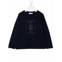 Brunello Cucinelli Kids Moletom de cashmere com estampa gráfica - Azul
