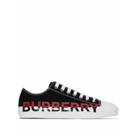 Burberry black Larkhall leather canvas sneakers - Preto