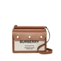 Burberry Bolsa Title mini de couro e canvas com estampa horseferry - Marrom