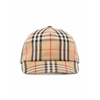 Burberry Boné xadrez vintage com patch de logo - Marrom