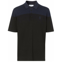 Burberry Camisa polo bicolor com bordado monogramado - Preto