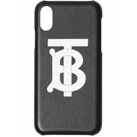 Burberry Capa para iPhone X/XS monogramada de couro - Preto