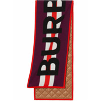 Burberry Kids Cachecol jacquard de lã merino com logo - Vermelho