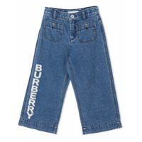 Burberry Kids Calça jeans Japanese com estampa de logo - Azul