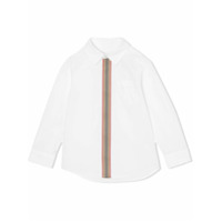 Burberry Kids Camisa com listras e acabamento engomado - Branco