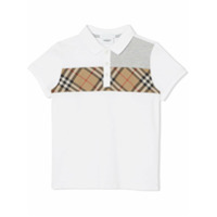 Burberry Kids Camisa com recorte xadrez - Branco
