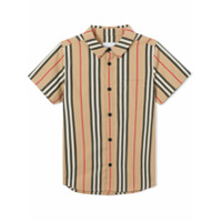 Burberry Kids Camisa Icon com listras e acabamento engomado - Neutro