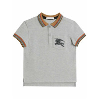 Burberry Kids Camisa polo com detalhe de listras - Cinza