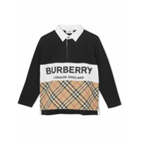 Burberry Kids Camisa polo com estampa de logo - Preto