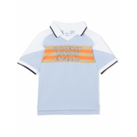 Burberry Kids Camisa polo de algodão com estampa de logo - Azul