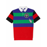 Burberry Kids Camisa polo listrada com logo - Estampado