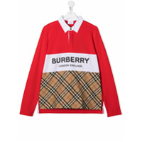 Burberry Kids Camisa polo xadrez vintage - Vermelho