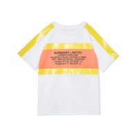 Burberry Kids Camiseta com estampa de endereço e detalhe de fita - Branco