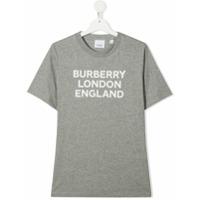 Burberry Kids Camiseta com estampa de logo - Cinza