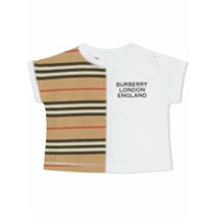 Burberry Kids Camiseta com listras icônicas e detalhe de recorte - Branco