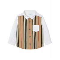 Burberry Kids Camiseta com recorte e listras icônicas - Branco