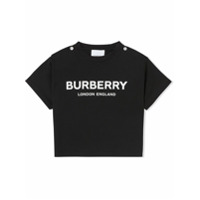 Burberry Kids Camiseta de algodão com estampa de logo - Preto