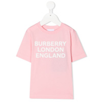 Burberry Kids Camiseta de algodão com estampa de logo - Rosa
