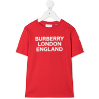 Burberry Kids Camiseta de algodão com estampa de logo - Vermelho