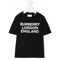 Burberry Kids Camiseta decote careca com logo - Preto