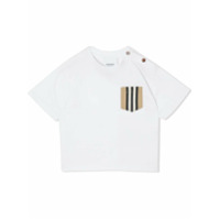 Burberry Kids Camiseta Icon de algodão com listras - Branco