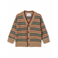 Burberry Kids Cardigan com listras icônicas - Marrom