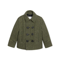 Burberry Kids Check Wool Blend Tailored Coat - Verde