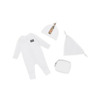 Burberry Kids Conjunto 3 peças com acabamento xadrez - Branco