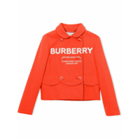 Burberry Kids Jaqueta abotoamento duplo de jersey com estampa de logo - Vermelho