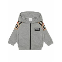 Burberry Kids Moletom com listras icônicas e detalhe de recorte - Cinza