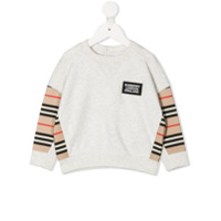 Burberry Kids Moletom com recorte xadrez - Branco