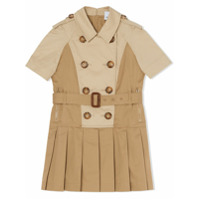 Burberry Kids Vestido com cinto e abotoamento duplo - Neutro