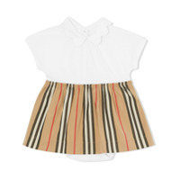 Burberry Kids Vestido com listras icônicas - Branco