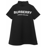 Burberry Kids Vestido gola alta com logo - Preto