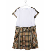 Burberry Kids Vestido xadrez vintage - Branco