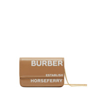 Burberry Porta-cartões com estampa Horseferry e alça em corrente - Marrom