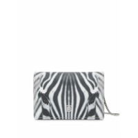 Burberry Porta-cartões com estampa zebra com alça removível - Preto