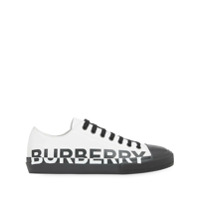 Burberry Tênis Gabardine bicolor com estampa de logo - Branco