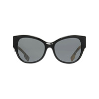 Burberry Vintage Check Detail Butterfly Frame Sunglasses - Preto