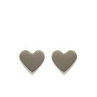 Cadar Par de brincos de coração pequeno em ouro branco 18k - Prateado