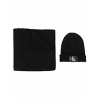 Calvin Klein Conjunto 2 peças com gorro e cachecol de lã e cashmere - Preto