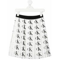 Calvin Klein Kids all-over logo pleated skirt - Branco