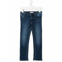 Calvin Klein Kids Calça jeans reta com lavagem estonada - Azul