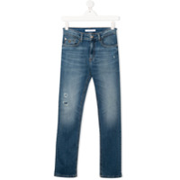 Calvin Klein Kids Calça jeans slim com efeito destroyed - Azul