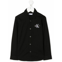 Calvin Klein Kids Camisa mangas longas com logo bordado - Preto